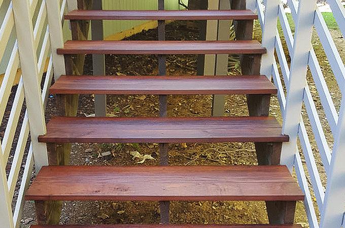 Pressure Washing and Staining a Deck - Charlottes - Stair - after
